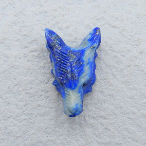 Natural Stone Lapis Lazuli Wolf Head Pendant Bead 27x17x10mm
