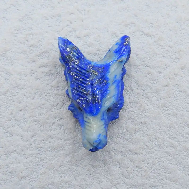Natural Stone Lapis Lazuli Wolf Head Pendant Bead 27x17x10mm
