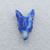 Natural Stone Lapis Lazuli Wolf Head Pendant Bead 27x17x10mm