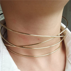 Punk Silver Choker Necklace for Women