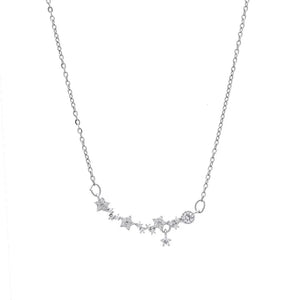 S925 Sterling Silver CZ Star Flowers O Chain Women Necklace