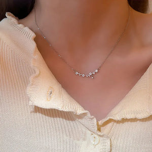 S925 Sterling Silver CZ Star Flowers O Chain Women Necklace