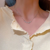 S925 Sterling Silver CZ Star Flowers O Chain Women Necklace