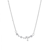 S925 Sterling Silver CZ Star Flowers O Chain Women Necklace