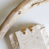 S925 Silver Shell Stud Earrings with CZ Stone & Natural Pearl Beads