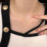 S925 Sterling Silver Cross Charm Women Choker Necklace