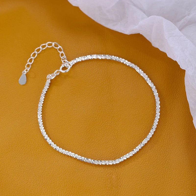 S925 Sterling Silver Sparkling Twine Bracelet Gypsophila Bangle