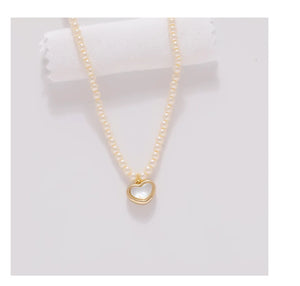 Mother Shell Heart Pearl Choker Necklace Women Lady Party Wedding