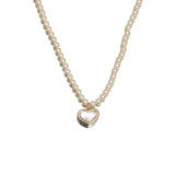 Mother Shell Heart Pearl Choker Necklace Women Lady Party Wedding