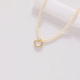 Mother Shell Heart Pearl Choker Necklace Women Lady Party Wedding