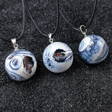 3pcs Natural Agates Sodalite Laugh Ghost Eye Necklace Geode Ball Pendant