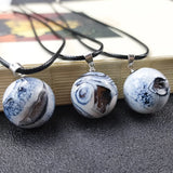 3pcs Natural Agates Sodalite Laugh Ghost Eye Necklace Geode Ball Pendant