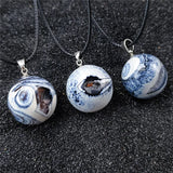 3pcs Natural Agates Sodalite Laugh Ghost Eye Necklace Geode Ball Pendant