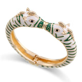 Enamel Horse Bracelet Double Colors Plated Cuff Bangle