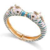 Enamel Horse Bracelet Double Colors Plated Cuff Bangle
