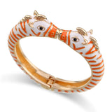 Enamel Horse Bracelet Double Colors Plated Cuff Bangle
