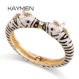 Enamel Horse Bracelet Double Colors Plated Cuff Bangle