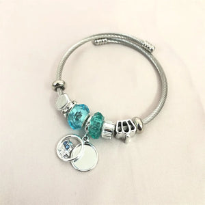 Arrivel Owl Pendant Charm Bracelet Beaded Bangle For Girl