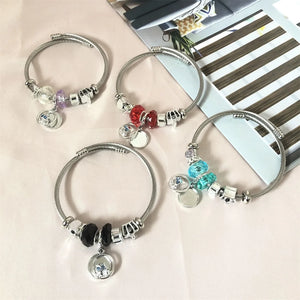 Arrivel Owl Pendant Charm Bracelet Beaded Bangle For Girl