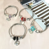 Arrivel Owl Pendant Charm Bracelet Beaded Bangle For Girl