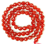 6MM Faceted Red Agate Round Loose Beads 15.5inches Free