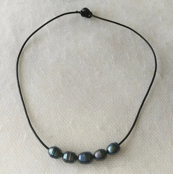 Gray Freshwater Pearl Necklace 17in Rhinestone Clasp