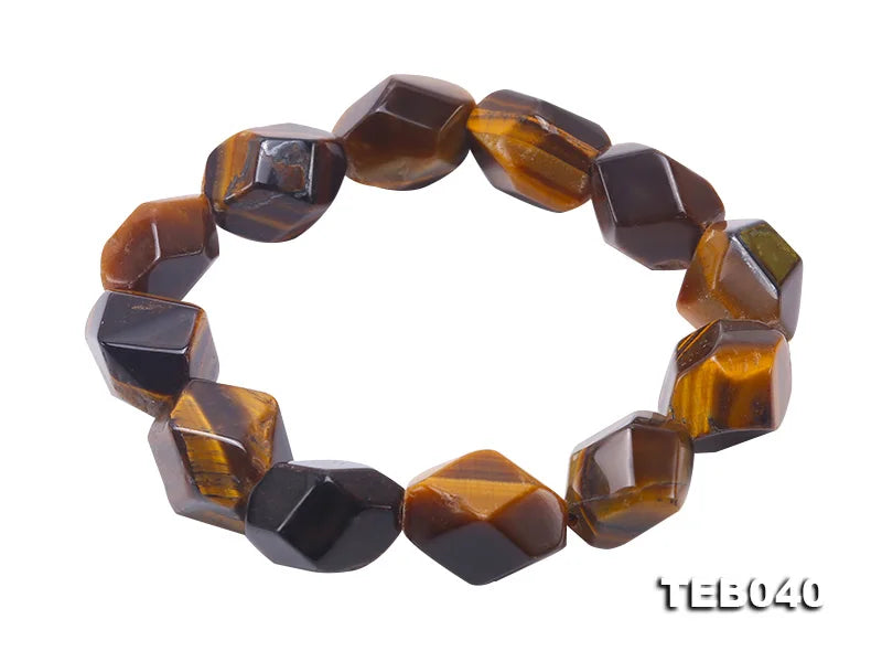 Gemstone Tiger Eye Stone Elastic Bracelet for Women