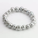 Gray Pearl Bracelet, 9-10mm Freshwater Pearls Stretch Bracelet