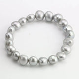 Gray Pearl Bracelet, 9-10mm Freshwater Pearls Stretch Bracelet