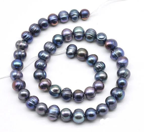 8-9MM Peacock Freshwater Pearl Baroque Ringed Beads