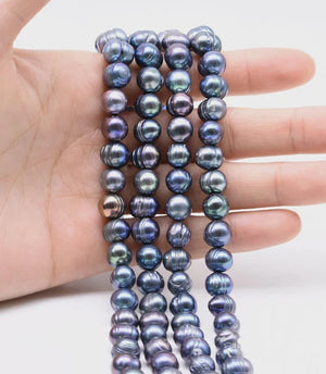8-9MM Peacock Freshwater Pearl Baroque Ringed Beads