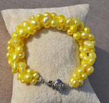 Yellow Twist Freshwater Pearl Bracelet 7in Flower Clasp
