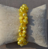Yellow Twist Freshwater Pearl Bracelet 7in Flower Clasp