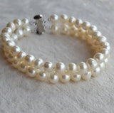 Real Pearl Bracelet 2rows 8inches Freshwater Pearl Bracelet
