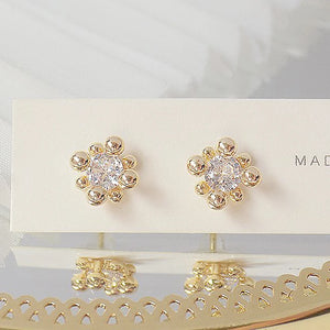 Tiny 14K Plated Women Earrings Transparent Zircon Stud Earrings
