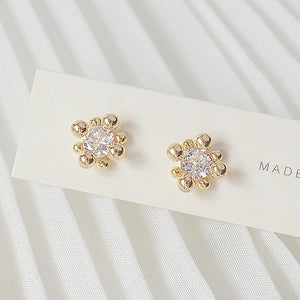 Tiny 14K Plated Women Earrings Transparent Zircon Stud Earrings