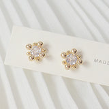 Tiny 14K Plated Women Earrings Transparent Zircon Stud Earrings