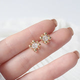 Tiny 14K Plated Women Earrings Transparent Zircon Stud Earrings