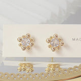 Tiny 14K Plated Women Earrings Transparent Zircon Stud Earrings