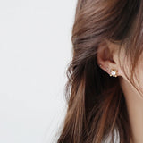 Tiny 14K Plated Women Earrings Transparent Zircon Stud Earrings
