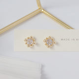 Tiny 14K Plated Women Earrings Transparent Zircon Stud Earrings