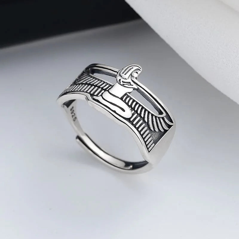 Fairy Wing Open Ring Sterling Silver Vintage Goddess Lady Jewelry LR045