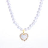Aurora Mermaid Love Heart Pearl Pendant Necklaces For Women