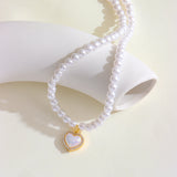 Aurora Mermaid Love Heart Pearl Pendant Necklaces For Women