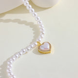 Aurora Mermaid Love Heart Pearl Pendant Necklaces For Women