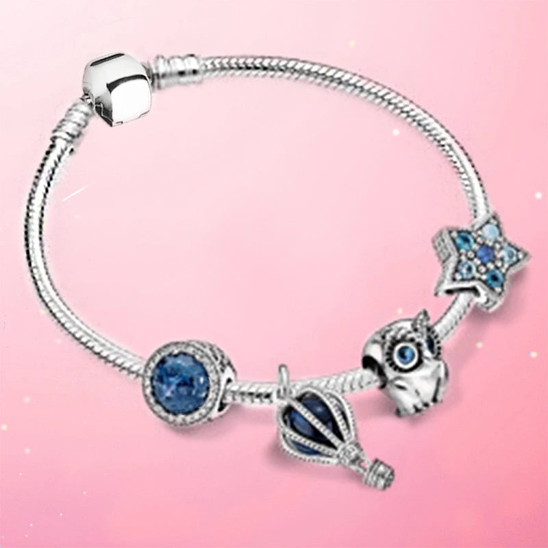 Owl Crystal Pendant Charm Bracelet for Women