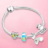 Owl Crystal Pendant Charm Bracelet for Women