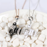 925 Sterling Silver Camera Pendant Crystal Charm for Bracelets