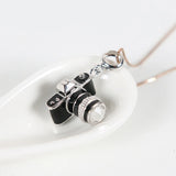 925 Sterling Silver Camera Pendant Crystal Charm for Bracelets