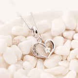 925 Silver Flower Heart CZ Pendant Charm for Bracelet DIY Jewelry